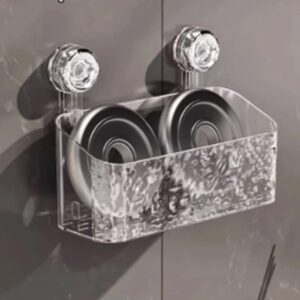 PUCHEN Light Luxury Style Glacier Pattern Suction Cup Shelf, 2024 New Suction Shower Caddy, Shower Suction Cup Shelf Basket, Shower Dispenser Soap Organizer, Suction Cup Shower Shelves (Small)