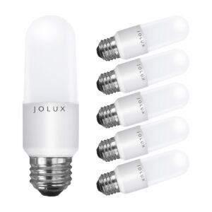 jolux led bright stik dimmable,led bulbs 60 watt equivalent,5000k(daylight) led enclosed fixture rated, 8.5 watt 800 lumen,standard medium screw base,e26 led bulb narrow,6 count (pack of 1)