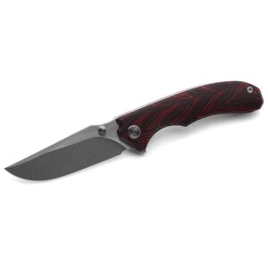 miguron knives m centurion flipper folding knife 3.5" 14c28n stonewash and satin blade red damascus g10 handle pocket knife mgr-812drd