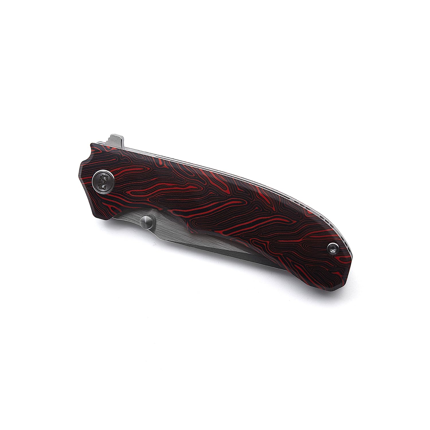 Miguron Knives M Centurion Flipper Folding Knife 3.5" 14C28N Stonewash And Satin Blade Red Damascus G10 Handle Pocket Knife MGR-812DRD