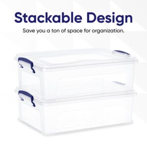 Superio Clear Storage Box with Lid, 22 Quart Plastic Container Bins for Organizing, Stackable Crate, Organizer for Home, Office, School, and Dorm