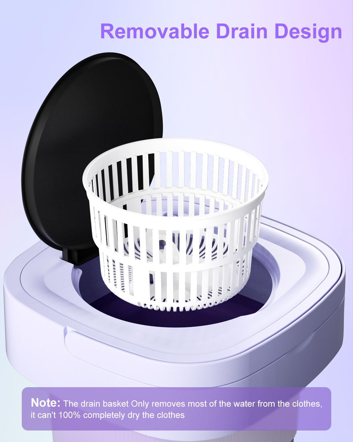 Portable Washing Machine, 9L Mini Laundry Washer with 3 Modes Cleaning for Underwear, Baby Clothes, Sock, Small Delicates. Foldable Washer and Dryer Combo for Apartment, Home, Hotel,Camping,RV(Purple)