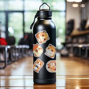 Pack 50 pcs Cute Animal Hamster Stickers for Water Bottles Waterproof Laptop Luggage Computer Cups Phone case Teens Adults Girls Funny Aesthetic Sticker Packs Small Vinyl Decals