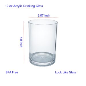 AOYITE 12 oz Clear Drinking Cups, Unbreakable Highball Glasses set of 6, Reusable Stackable Water Tumblers, BPA Free Dishwasher Safe