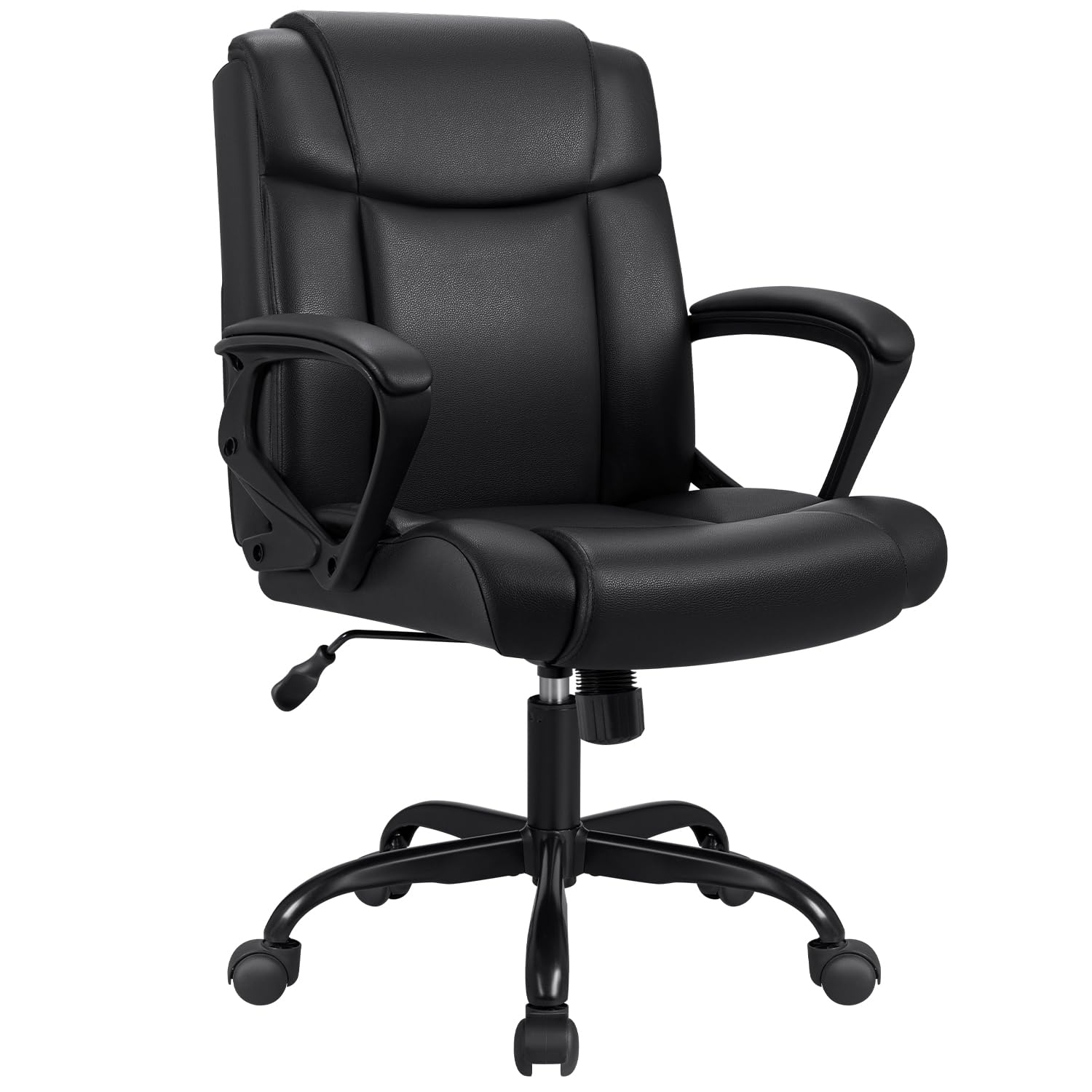 VICTONE Home Office Chair Mid Back PU-Leather Computer Desk Chair, Height Adjustable Ergonomic Executive Chair with Padded Armrests Lumbar Support