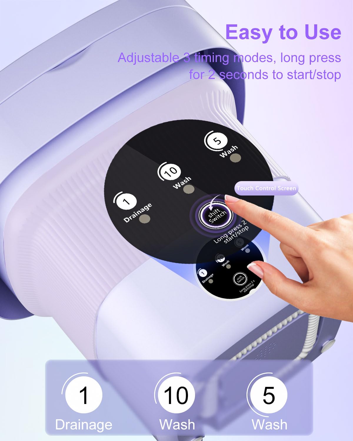 Portable Washing Machine, 9L Mini Laundry Washer with 3 Modes Cleaning for Underwear, Baby Clothes, Sock, Small Delicates. Foldable Washer and Dryer Combo for Apartment, Home, Hotel,Camping,RV(Purple)