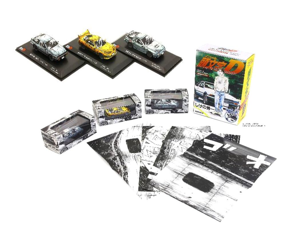 Kyosho 1/64 Initial D Cartoon Style Painting Edition, Set of 3, Complete Product