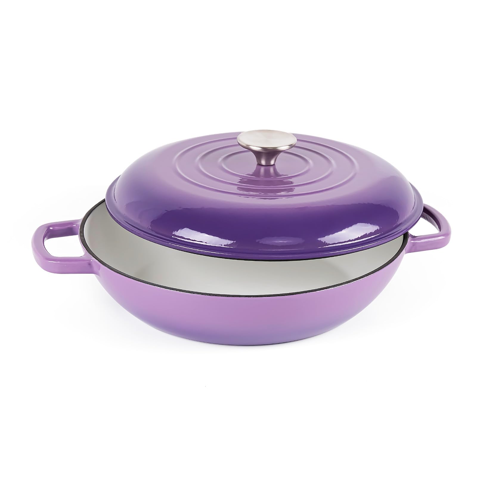 AILIBOO Enameled Cast Iron Dutch Oven,3 Quart Dutch Oven Pot with Lid, Round Dutch Oven Cast Iron Pot with Non Stick Enamel Coating for Bread Baking, Graduated Purple Dutch Oven for Kitchen