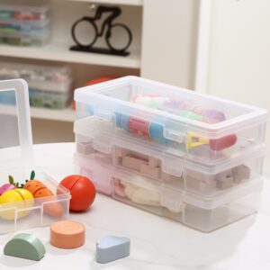 Party Club of America 9 Pack Clear Plastic Storage Boxes with Lids, Craft Jewelry Life Item Organizer for Puzzles, Pens, Rings, Needle and Thread, Nail Polish, Remote Controls