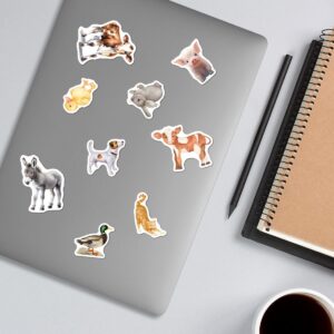 Pack 50 Pcs Farm Animal Stickers for Water Bottles Waterproof Laptop Luggage Computer Scrapbooking Teens Adults Girls Boys Cute Funny Aesthetic Sticker Packs Small Vinyl Decals