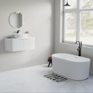 Dowell Fluted Acrylic Soaking Tub 59", Matte White