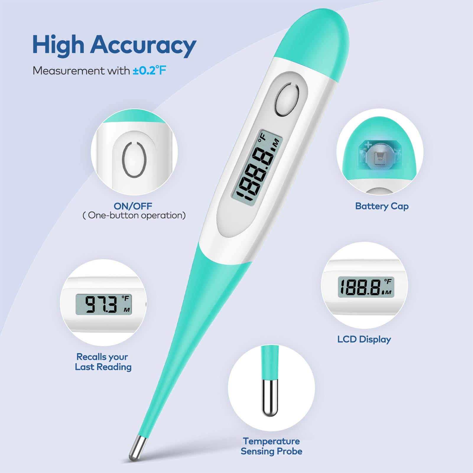 Bundle of Thermometer for Fever, Digital Thermometer for Adults