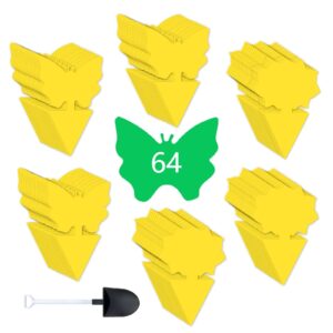 lfsys 64 pcs sticky traps for gnat, yellow stick traps for plants, fungas gnat traps double side with shovel, indoor safe for gnat, fruit fly, white fly, aphid, leaf miner