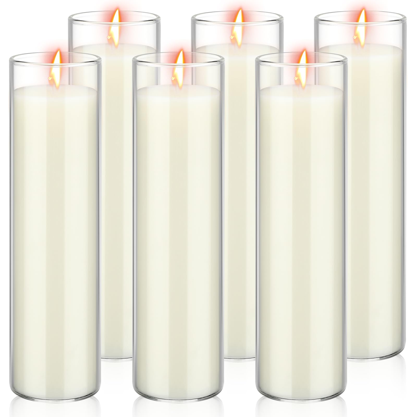 FoldTier 6 Pcs White Devotional Candles in Glass 2 x 8 Inches Catholic Candles Soy Wax Votive Prayer Candles Long Burning Religious Candles for Christmas Sanctuary Vigils Blessing Church Meditation