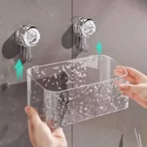 PUCHEN Light Luxury Style Glacier Pattern Suction Cup Shelf, 2024 New Suction Shower Caddy, Shower Suction Cup Shelf Basket, Shower Dispenser Soap Organizer, Suction Cup Shower Shelves (Small)