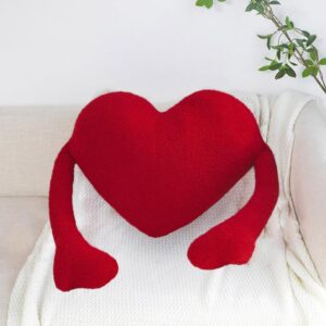 Gujuja Heart Shape Decor Pillows Plush Heart Throw Pillows Cushion Sofa Window Cushion Valentine's Day Gift,19.6 * 15.7 Inches (Red)