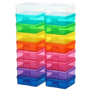 omnisafe 18 pack small colored plastic hobby art craft organizer, mini plastic storage containers with latching lid, for pencil box, lego, crayon