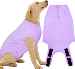 wabdhaly dog surgery recovery suit for large female spay,anti licking dog surgical recovery onesie,fashion striped purple l