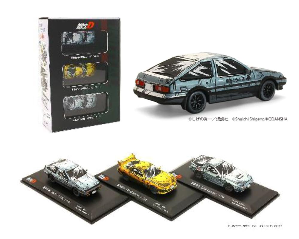 Kyosho 1/64 Initial D Cartoon Style Painting Edition, Set of 3, Complete Product