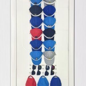 ETOWIFA Hat Organizer Rack for Baseball Caps [Up to 37], Hat Hanger Over the Door Organizer for Closet with 7 Felt Bands & 3 Hooks, Non-Drilled Hat Sunglasses Storage for Room, College Dorm