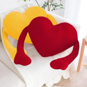 Gujuja Heart Shape Decor Pillows Plush Heart Throw Pillows Cushion Sofa Window Cushion Valentine's Day Gift,19.6 * 15.7 Inches (Red)