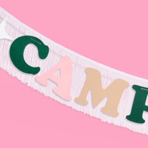 xo, Fetti Camp Bride Fringe Banner - Felt, 5 Ft. | Bachelorette Party Decoration, Camp Bride Bach, Bridesmaid Favor, Bride to Be Gift, Bridal Shower Supplies, Photobooth Backdrop