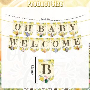 150pcs Bear Baby Shower Decorations Tableware Set, Oh Baby Pooh Plates and Napkins Banner Set Bear Baby Shower Decorations, Classic Pooh Baby Shower Decorations for Boys Girls Newborn