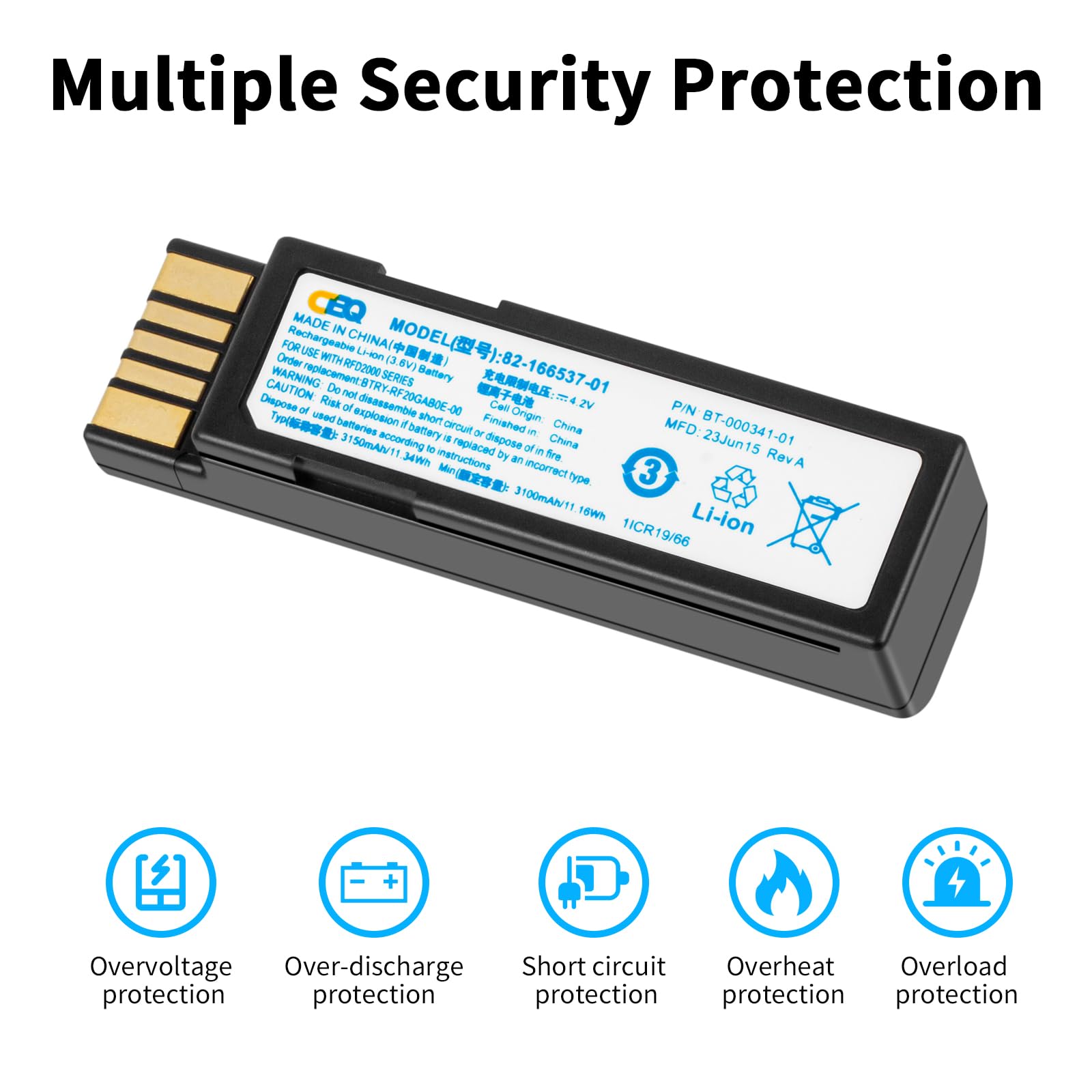 CBQ DS3678 [Upgrades] Replacement Battery for Zebra DS3600 DS3678 LI3678 LI3678-SR LS3678 DS3678-SR0F003VZWW DS3678-SR DS3678-HD DS3678-ER Series Scanners, 82-166537-01 BTRY-RF20GAB0E-00.3150mAh