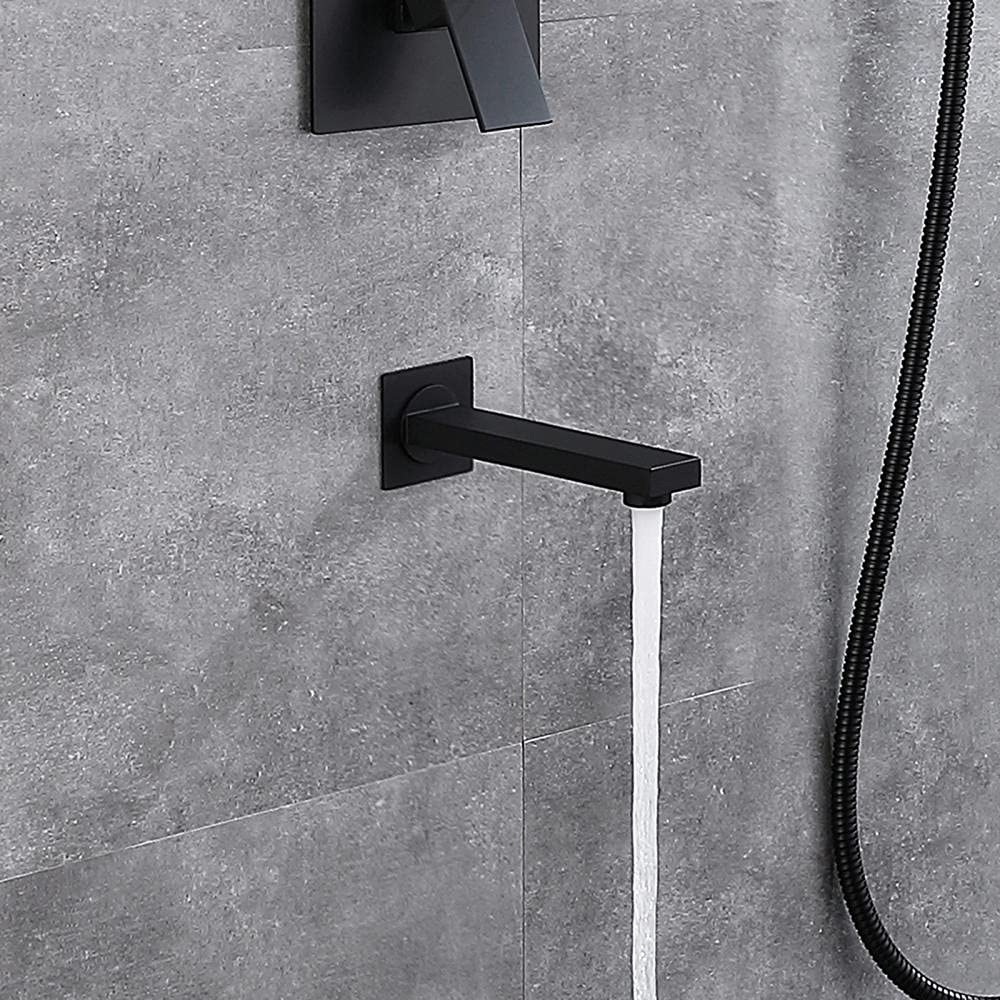 Modern Wall Mounted Bath Filler Spout Bath or Basin Spout Bathtub Faucet Spout Bath Tap-Black