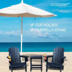 CLOUDEEP Folding Adirondack Chairs, HDPE Adirondack Chairs All Weather, Fire Pit Chairs,Dark Blue