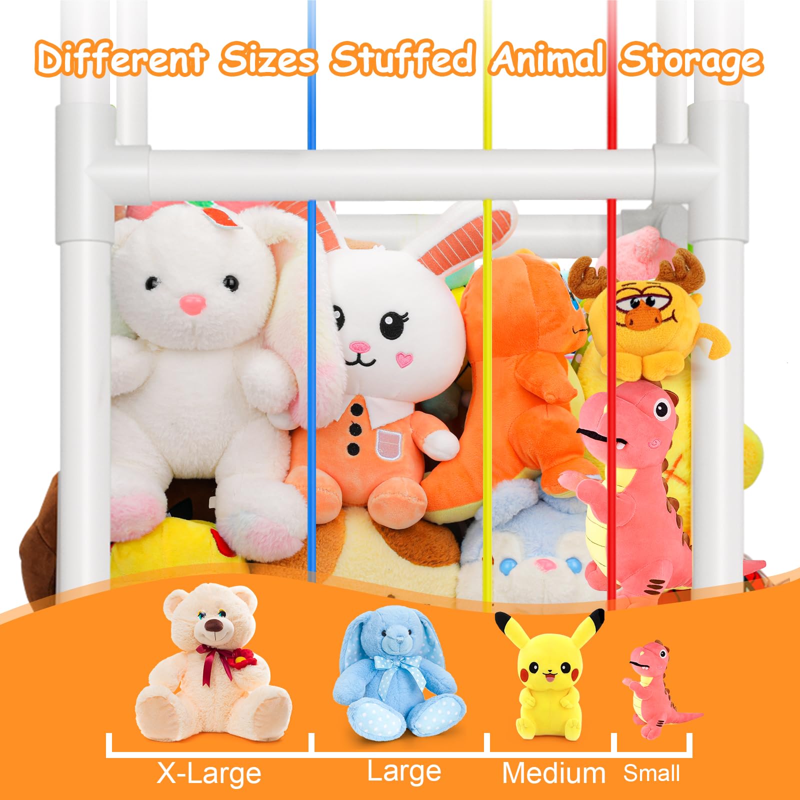 HOMEWIS Stuffed Animal Zoo Storage, Stuffed Animals Holder Extra Large Capacity Kids Toy Organizer Plush Storage Creative Display Shelf for Nursery Playroom Bedroom Kid Room