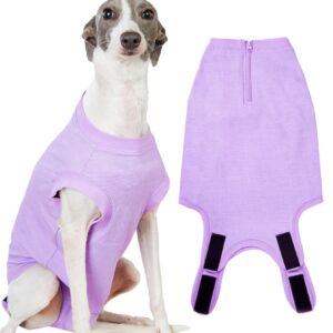 Wabdhaly Dog Surgery Recovery Suit for Medium Female Spay,Anti Licking Dog Surgical Recovery Onesie,Fashion Striped Purple M