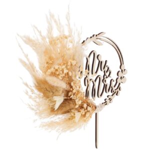 luxshiny boho cake topper decorations pampas grass flower wreath hoop cake topper for wedding bridal baby shower birthday party supplies