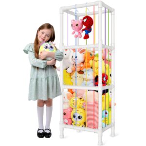 homewis stuffed animal zoo storage, stuffed animals holder extra large capacity kids toy organizer plush storage creative display shelf for nursery playroom bedroom kid room