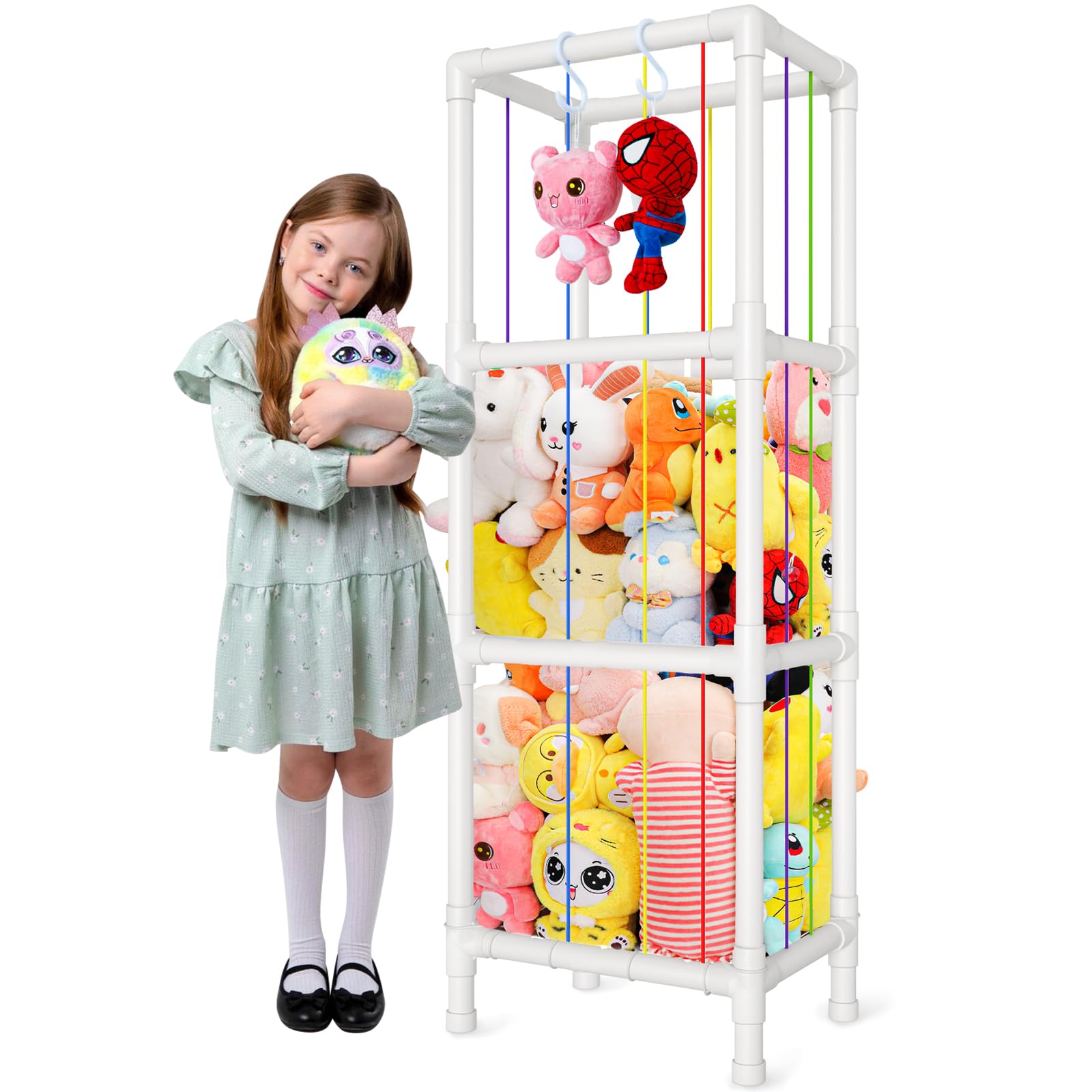 HOMEWIS Stuffed Animal Zoo Storage, Stuffed Animals Holder Extra Large Capacity Kids Toy Organizer Plush Storage Creative Display Shelf for Nursery Playroom Bedroom Kid Room