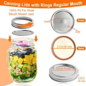 UNERVER 52 PCS Mason Jar Lids and Rings Wide Mouth, Reusable Large Canning Lids for Mason Jars, Food Grade Material Fit & Airtight, Lids for Mason Jars Complimentary whiteboard marker