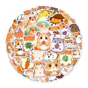 pack 50 pcs cute animal hamster stickers for water bottles waterproof laptop luggage computer cups phone case teens adults girls funny aesthetic sticker packs small vinyl decals