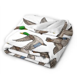 Cute Mallard Ducks Blanket,Duck Print Gifts for Kids Ducks Lover,Soft Flannel Throws Lightweight Fluffy Decorative Quilt for Bed Sofa Couch Room Decoration 50 in x 40 in Small for Kids