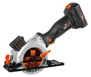 wen 20v max 4-1/2-inch cordless mini circular saw with 2.0ah battery and charger (20604)