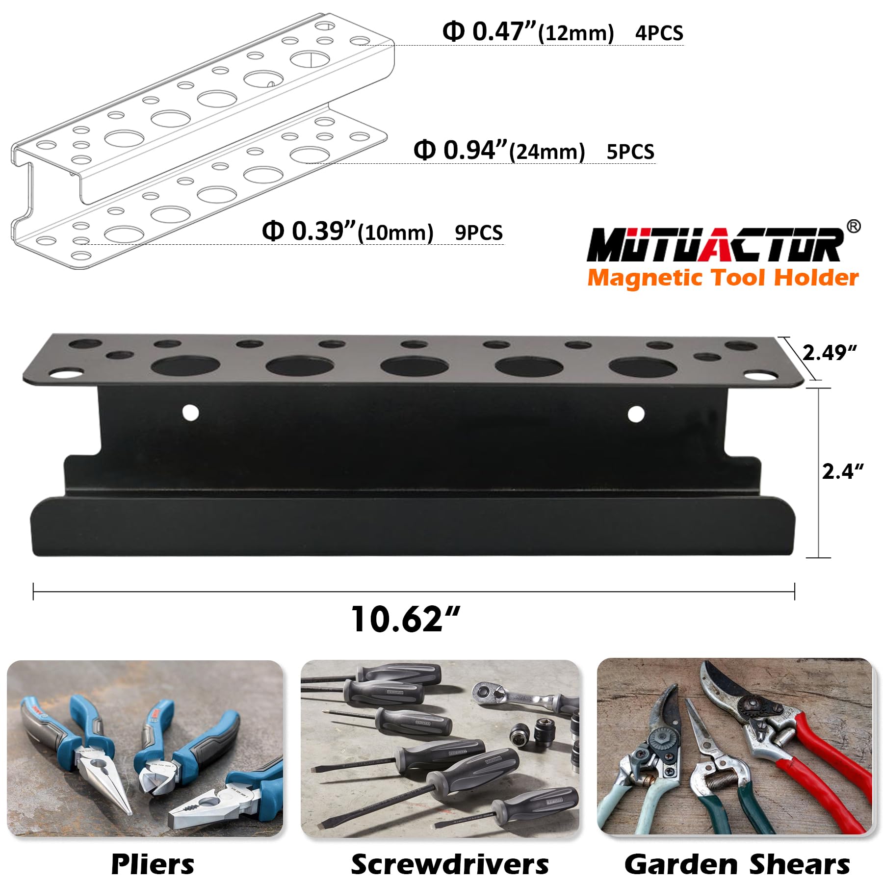 MUTUACTOR Screwdriver Organizer Rack Heavy Duty,Magnetic Mount Screwdriver Holder Plier Organizer,Magnetic Tool Holder Storage Holder for Various Screwdrivers Pliers Shears Tool Chest Cart Workbench