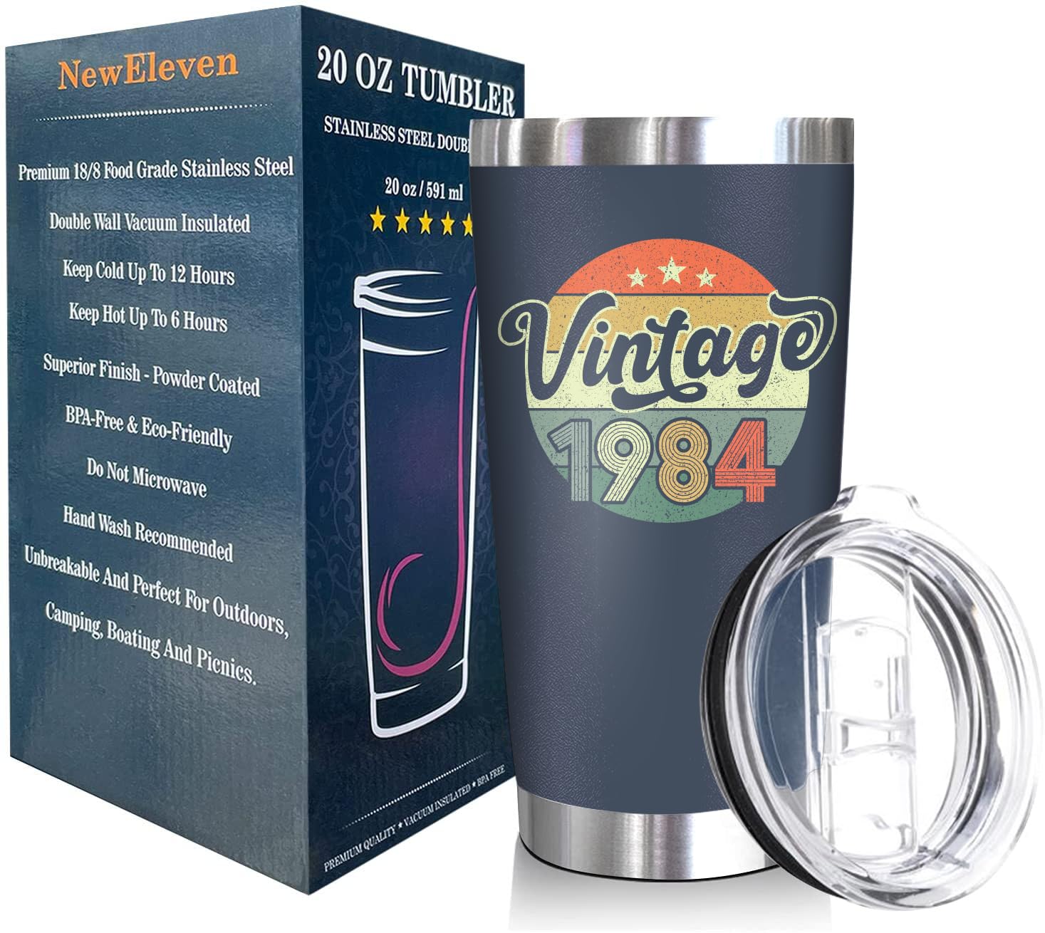 NewEleven 40th Birthday Gifts For Men Women - 1984 40th Birthday Decorations For Men Women - Gifts For Men Women Turning 40-40 Year Old Gifts For Men, Women, Mom, Dad, Wife, Husband - 20 Oz Tumbler