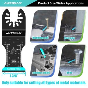 AMZBSAW 5 PCS Carbide Oscillating Tool Blades, Professional Multi Tool Blades Kits for Bolts Screws Hard Material Metal Nails Drywall, Multitool Blades Fit Dewalt Bosch Milwaukee Ryobi