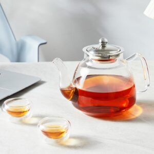 42oz/1250ml Glass Tea Kettle，Glass Teapot with Removable Stainless Steel Infuser, for Blooming and Loose Leaf Tea, Stovetop & Microwave Safe Tea Pot, Tea Maker's Choice