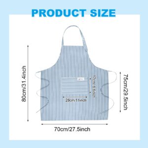 XLSXEXCL 4 Pack Stripes Apron for Women, Waterproof Kitchen Cooking Apron with 2 Pockets Adjustable Chef Apron Baking Aprons Bib Aprons Artist Apron for Cooking, Cleaning, Painting, Serving