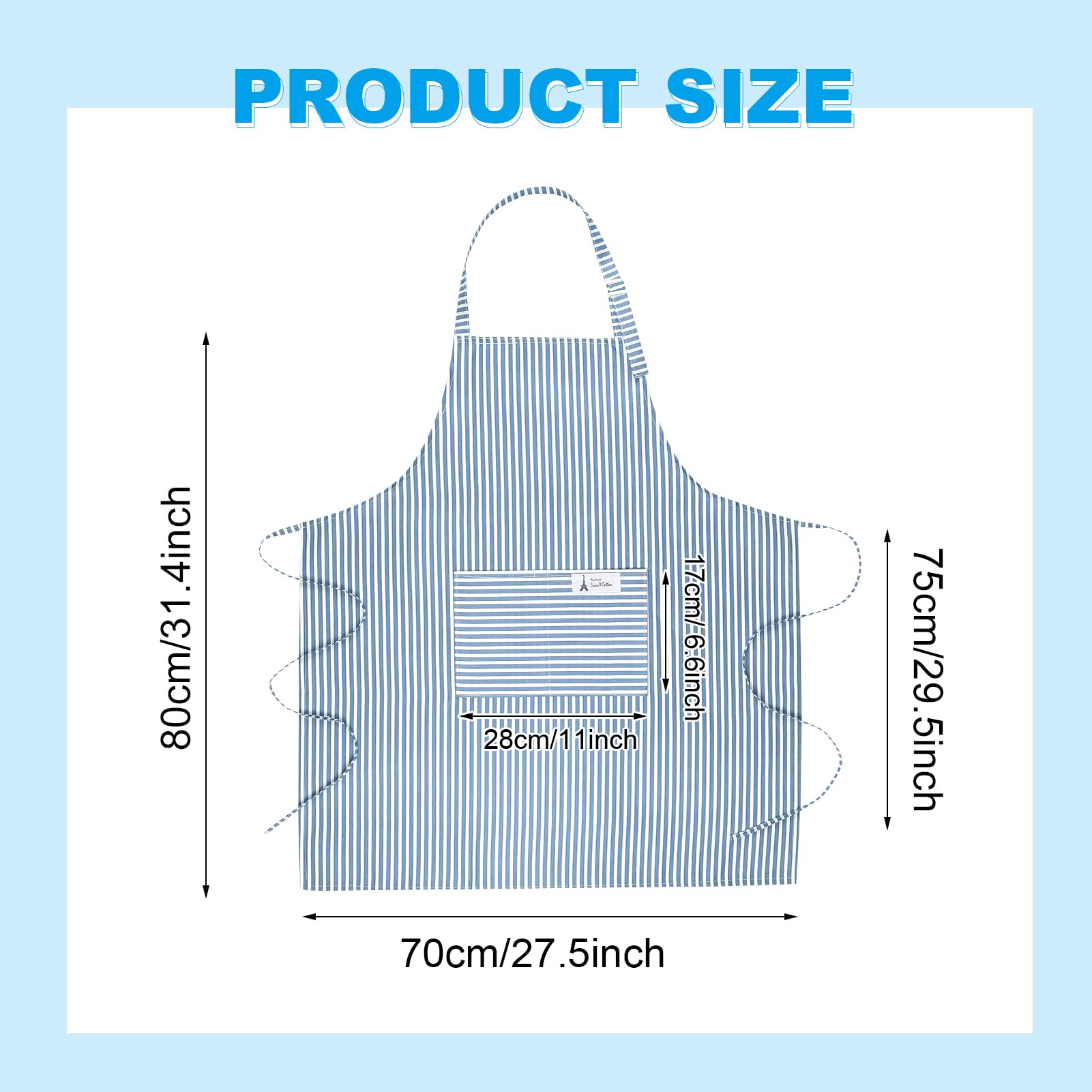 XLSXEXCL 4 Pack Stripes Apron for Women, Waterproof Kitchen Cooking Apron with 2 Pockets Adjustable Chef Apron Baking Aprons Bib Aprons Artist Apron for Cooking, Cleaning, Painting, Serving