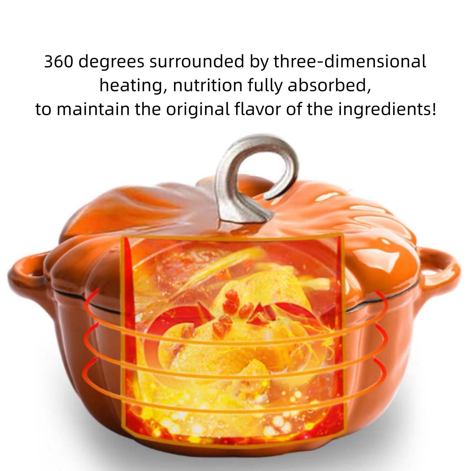 4qt Pumpkin Dutch Oven –Pumpkin Cast Iron Dutch Oven –Pumpkin Shape Cooking Pot Enamel Pot – Enamelled Cooking Pot –Serves 3-5, Christmas Decorative Pots Gifts