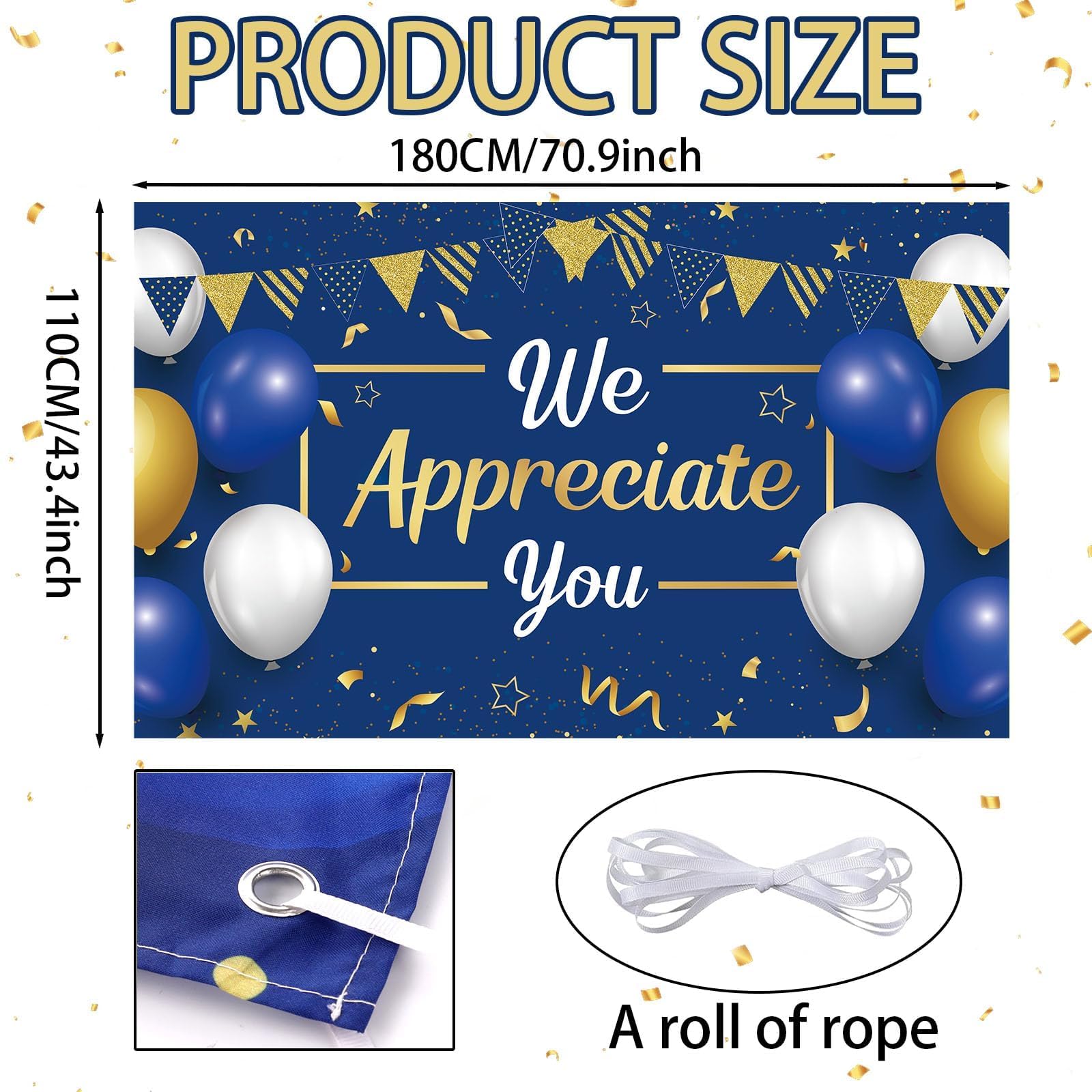 Chunnin We Appreciate You Banner Thank You Banner Backdrop Appreciation Party Decorations Thank You for All You Do Party Banner Background for Pastor Work Teacher Doctor Employee Staff 5.9×3.6ft