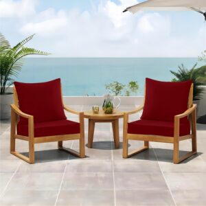 downluxe Outdoor Deep Seat Cushions Set, Waterproof Memory Foam Patio Furniture Cushions with Zipper for Outdoor Chair Sofa, 24" x 24", Burgundy, 2 Piece Set