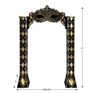 Beistle 4' x 5' 2.75" Cardboard Masquerade Ball Archway Photo Prop, Carnival Mardi Gras Prom Decorations