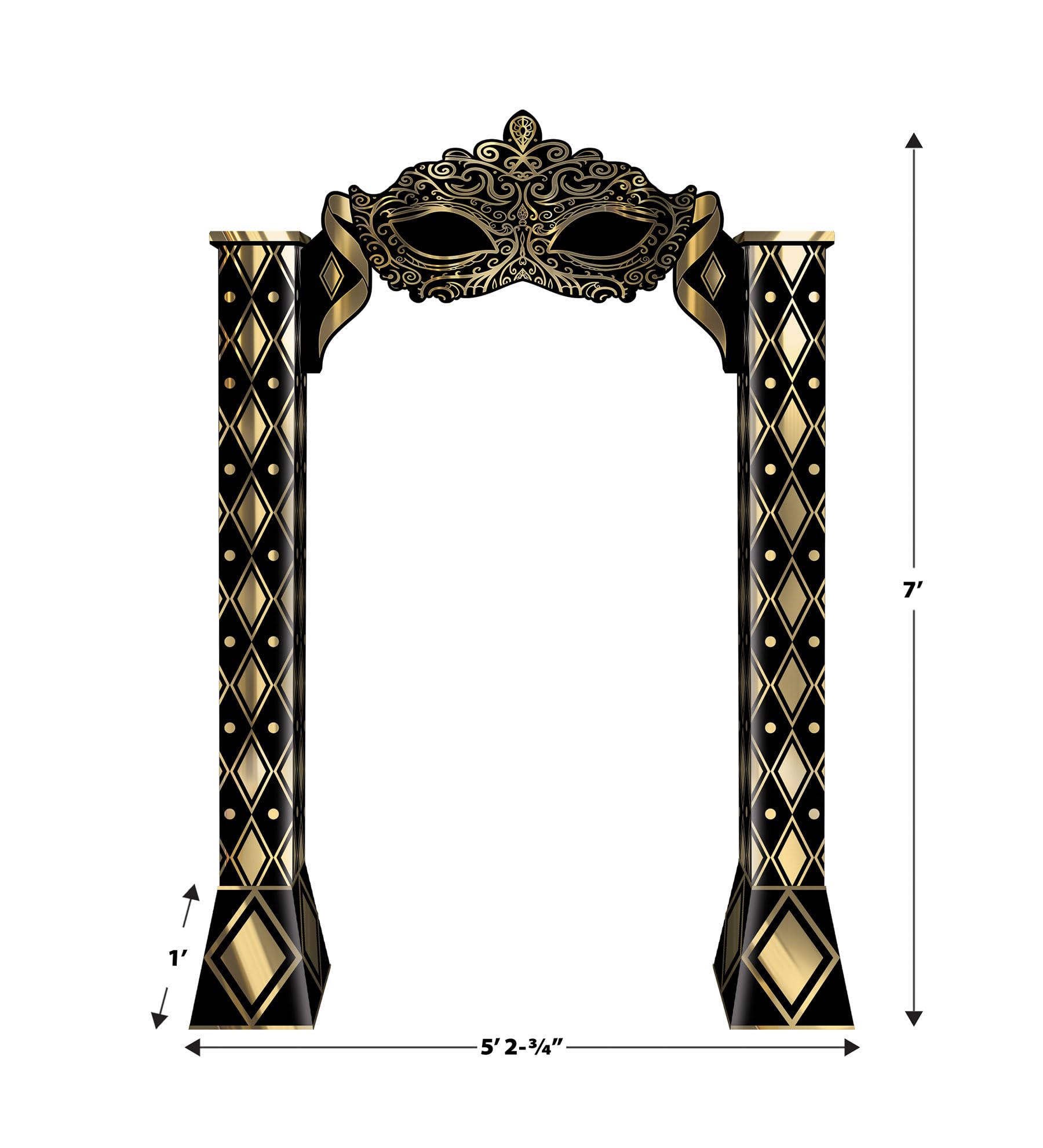 Beistle 4' x 5' 2.75" Cardboard Masquerade Ball Archway Photo Prop, Carnival Mardi Gras Prom Decorations